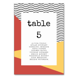 80s Pop art Memphis style seating chart cards