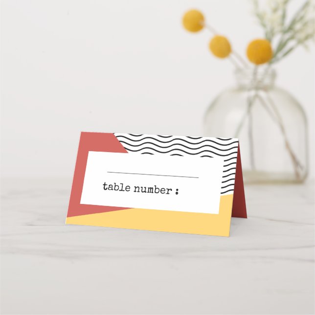 80s Pop art Memphis style wedding Place Card (Front)