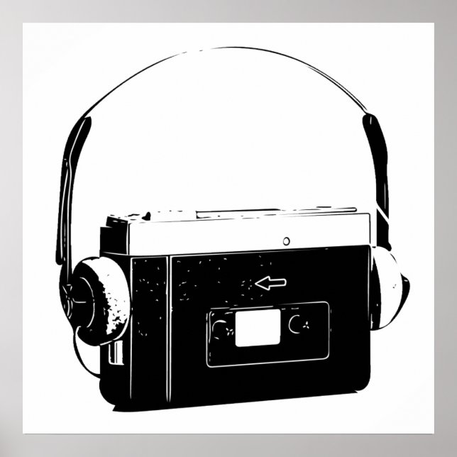 80's Portable Cassette Player, Walkman. Poster (Front)