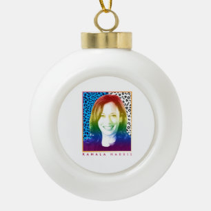 80s Poster - Kamala Harris Pride Ceramic Ball Christmas Ornament