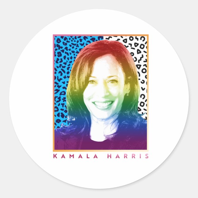 80s Poster - Kamala Harris Pride Classic Round Sticker (Front)