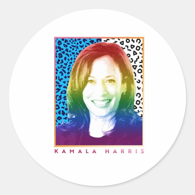 80s Poster - Kamala Harris Pride Classic Round Sticker (Front)