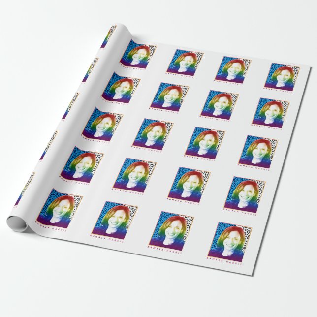 80s Poster - Kamala Harris Pride Wrapping Paper (Unrolled)