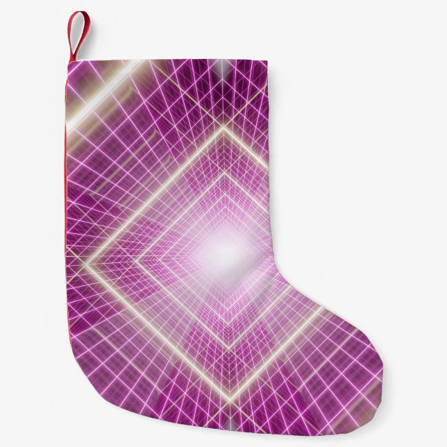 80s Retro: 3D Sci-Fi Background. Small Christmas Stocking (Front)