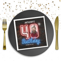 80s Retro 40th Birthday Neon Sign Custom Photo