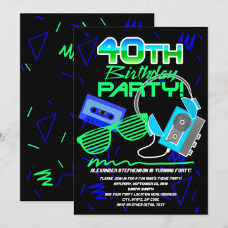 80s Retro 40th Birthday Party Invitation