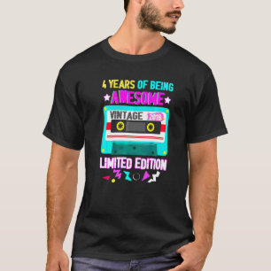 80s Retro 4th Birthday 4 Years Of Being Awesome 20 T-Shirt
