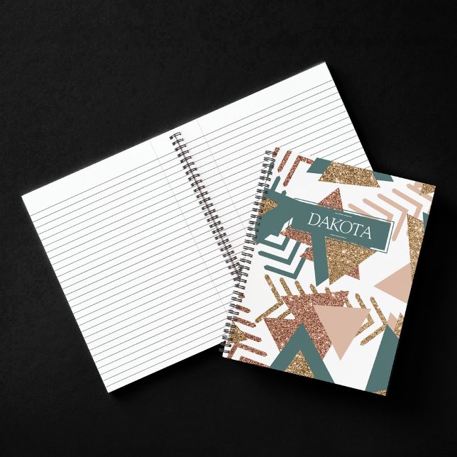 80s Retro Abstract | 70s Green and Gold Custom Notebook (Creator Uploaded)
