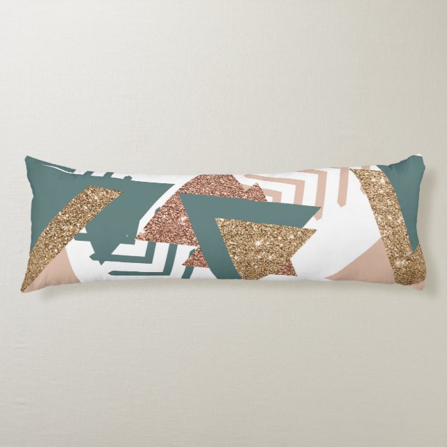 80s Retro Abstract | 70s Green and Gold Palette Body Cushion (Front)
