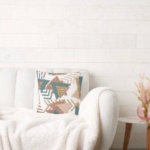 80s Retro Abstract   70s Green and Gold Palette Cushion