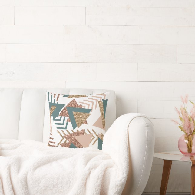 80s Retro Abstract | 70s Green and Gold Palette Cushion (Couch)