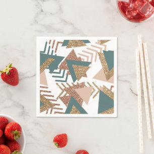 80s Retro Abstract   70s Green and Gold Palette Napkin