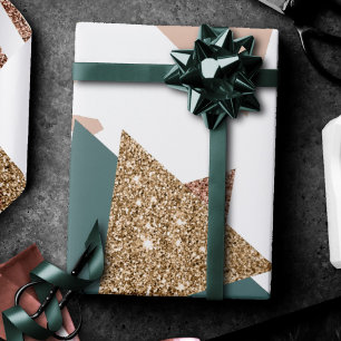 80s Retro Abstract   70s Green and Gold Palette Wrapping Paper