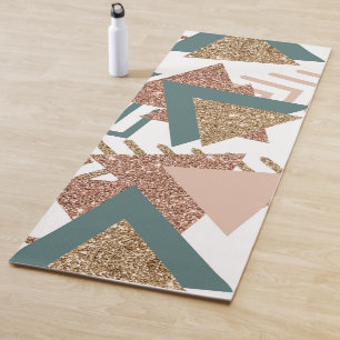 80s Retro Abstract 70s Green and Gold Palette Yoga Mat