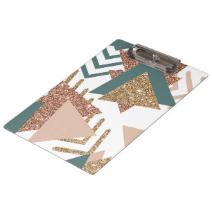 80s Retro Abstract   Avocado Green and Rose Gold Clipboard