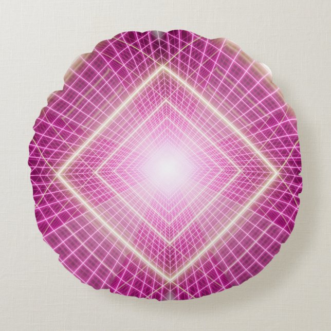 80s retro and sci fi pop art scene. round cushion (Front)