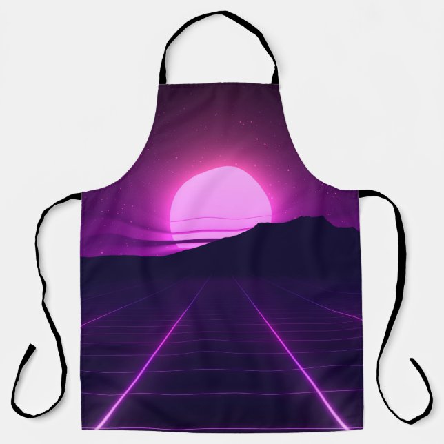 80s Retro Background Illustartion with 3D elements Apron (Front)