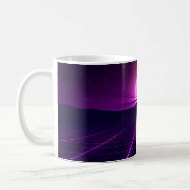 80s Retro Background Illustartion with 3D elements Coffee Mug (Left)