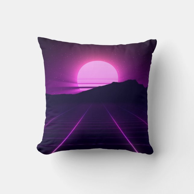 80s Retro Background Illustartion with 3D elements Cushion (Front)