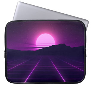 80s Retro Background Illustartion with 3D elements Laptop Sleeve