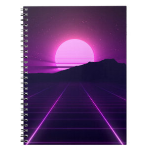 80s Retro Background Illustartion with 3D elements Notebook