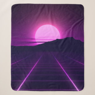 80s Retro Background Illustartion with 3D elements Sherpa Blanket