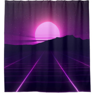 80s Retro Background Illustartion with 3D elements Shower Curtain