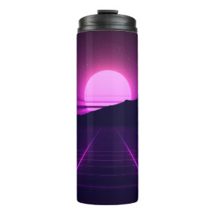 80s Retro Background Illustartion with 3D elements Thermal Tumbler