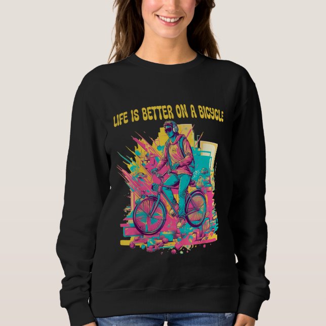 80s Retro Bike Vintage Inspired Cycling Art Sweatshirt (Front)