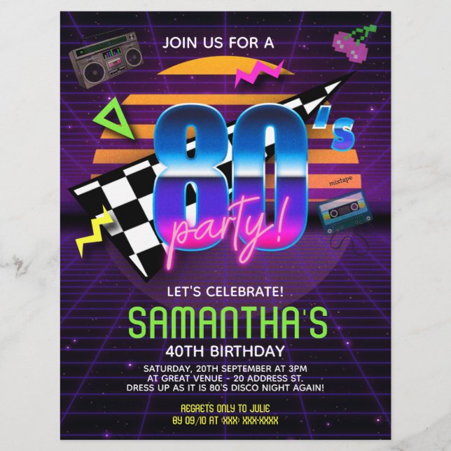 80s Retro Birthday Party  Flyer (Front)