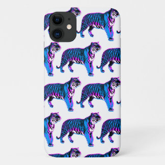 80s Retro Blue Tigers iPhone 11 Case