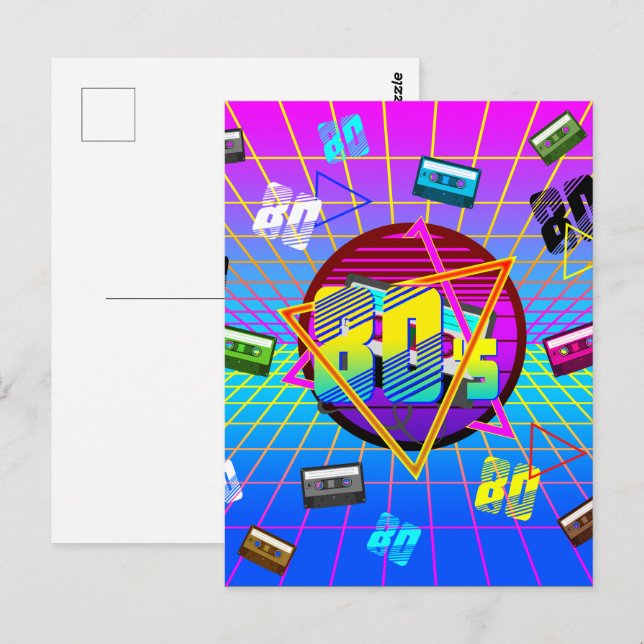 80's Retro Cassette Tape Old School Postcard (Front/Back)