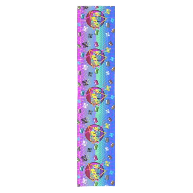 80's Retro Cassette Tape Old School Short Table Runner (Front)