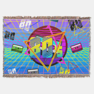 80's Retro Cassette Tape Old School Throw Blanket