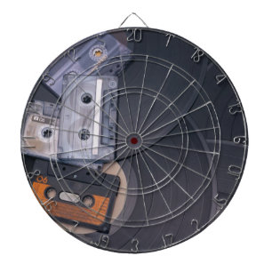 80's Retro Cassette Tapes and Vinyl Records Dartboard