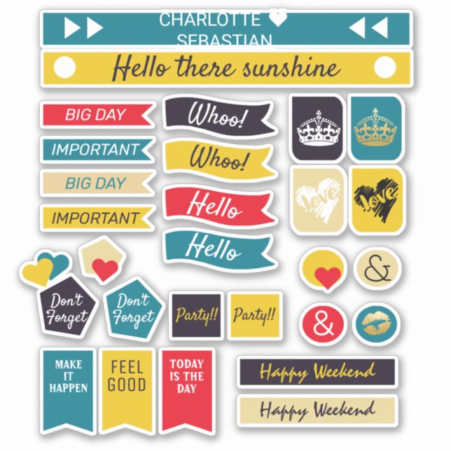 80s Retro Colour Crown Love Heart Planner (Front)