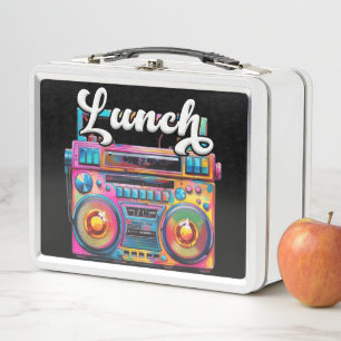 80s Retro Colourful Boombox Metal Lunch Box