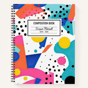 80's Retro Colourful Shapes Composition Notebook
