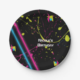 80's Retro Fun Birthday Party Splatter Plates