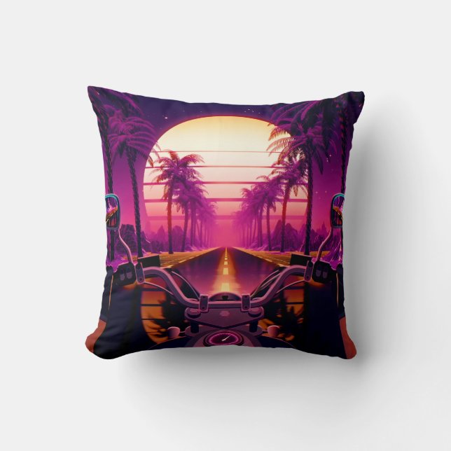 80s retro futuristic sci-fi background with motorc cushion (Front)