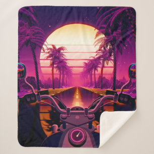 80s retro futuristic sci-fi background with motorc sherpa blanket
