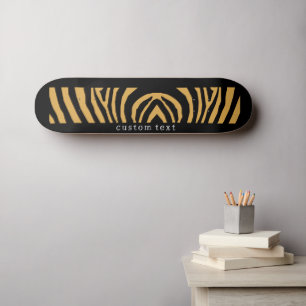 80s RETRO GOLD & BLACK ANIMAL PRINT STRIPE PATTERN Skateboard