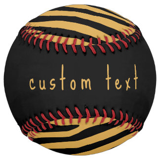 80s RETRO GOLD & BLACK ANIMAL PRINT STRIPE PATTERN Softball