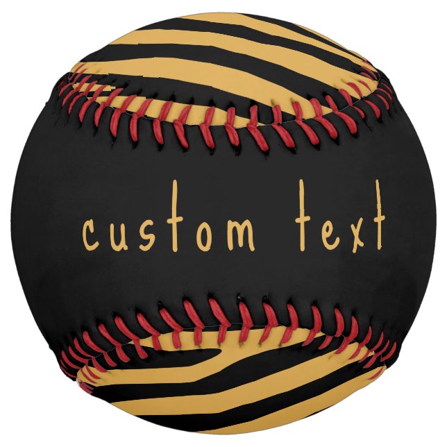 80s RETRO GOLD & BLACK ANIMAL PRINT STRIPE PATTERN Softball (Back)