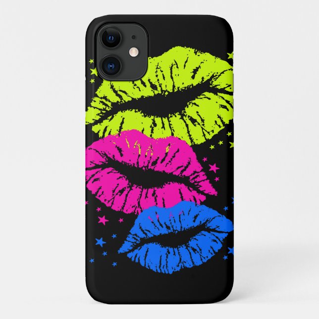 80s Retro Lips Stars Kisses Case-Mate iPhone Case (Back)