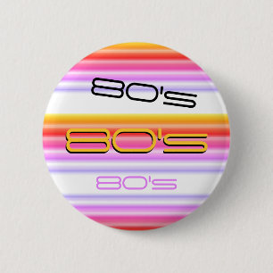 80's Retro Love The Eighties Rainbow 6 Cm Round Badge