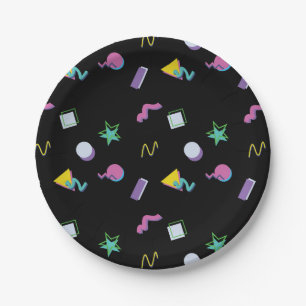80s Retro Memphis Pop Pattern Paper Plate