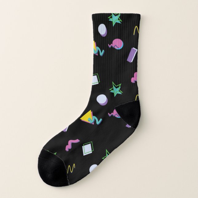 80s Retro Memphis Pop Pattern Socks (Left Outside)