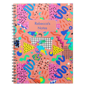 80's Retro Memphis Revival Design Personalised Notebook