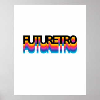 80s Retro Modern Text With Rainbow Shadow Effect Poster